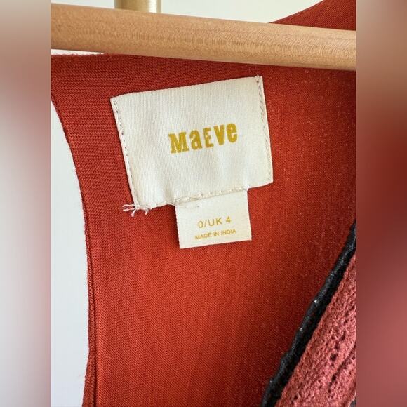 ANTHROPOLOGIE DESERT EMBROIDERED JUMPSUIT RUST BURT ORANGE BLACK TRIM - Picture 7 of 9